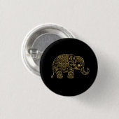 Gold Glitter Floral Paisley Elephant Illustration Ronde Button 3,2 Cm (Voorkant /achterkant)