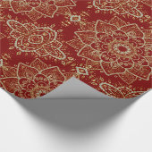 Gold Glitter Floral Paisley Mandala Pattern Cadeaupapier (Hoek)