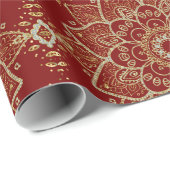 Gold Glitter Floral Paisley Mandala Pattern Cadeaupapier (Rol Hoek)