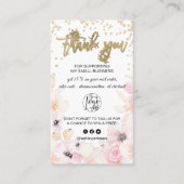 Gold glitter floral pastel logo bedankt visitekaartje (Voorkant)