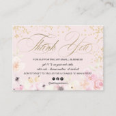 Gold glitter floral pastel logo script bedankt visitekaartje (Voorkant)
