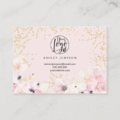 Gold glitter floral pastel logo script bedankt visitekaartje (Achterkant)
