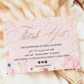 Gold glitter floral pastel logo script bedankt visitekaartje