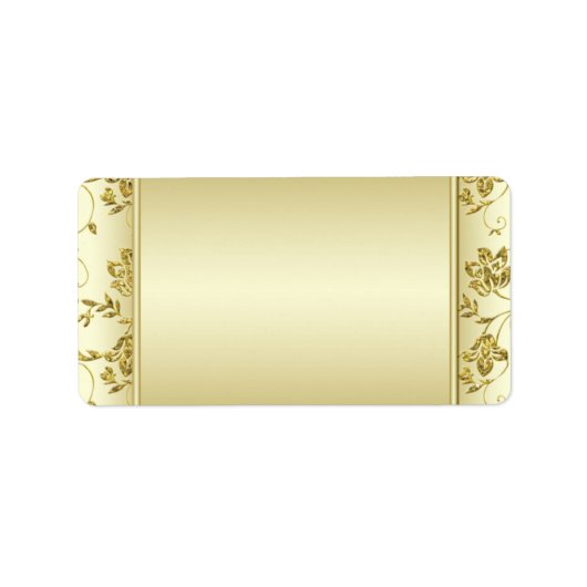 Gold Glitter Floral Retour Adres Label - Blank (Voorkant)