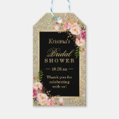 Gold Glitter Floral Vrijgezellenfeest Hartelijk da Cadeaulabel (Voorkant)