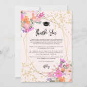 Gold glitter floral waterverf foto afstuderen bedankkaart (Voorkant)