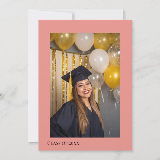 Gold glitter floral waterverf foto afstuderen kaart (Achterkant)