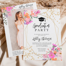 Gold glitter floral waterverf foto afstuderen
