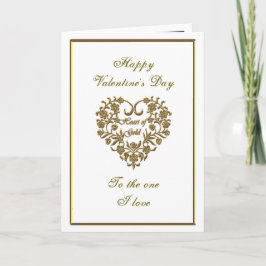 Gold Glitter Flourish Valentijn Wenskaart Feestdagen Kaart