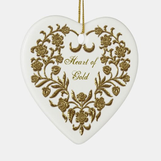 Gold Glitter Flourish Valentijns Heart Ornament (Rechts)