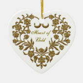Gold Glitter Flourish Valentijns Heart Ornament (Voorkant)