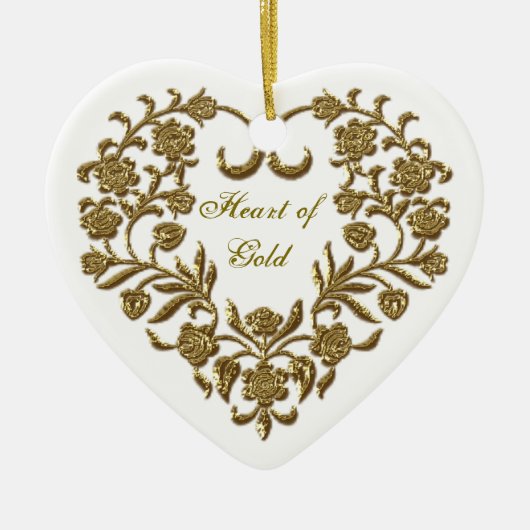 Gold Glitter Flourish Valentijns Heart Ornament (Voorkant)