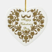 Gold Glitter Flourish Valentijns Heart Ornament (Achterkant)