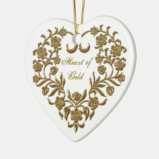 Gold Glitter Flourish Valentijns Heart Ornament (Links)