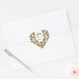 Gold Glitter Flourish Valentijns Heart Sticker
