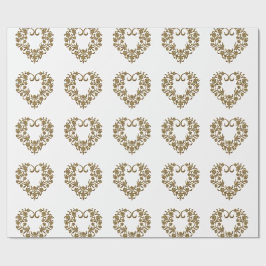 Gold Glitter Flourish Valentine Cadeaupapier (Vlak)