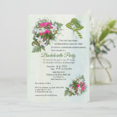 Gold Glitter Flower Bouquet Bachelorette Party Kaart (Staand voorkant)