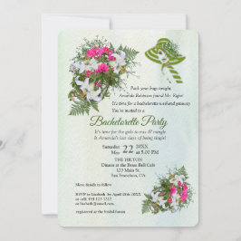 Gold Glitter Flower Bouquet Bachelorette Party Kaart