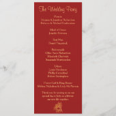 Gold Glitter Flowers and Dark Red Wedding Program Programmakaart (Achterkant)
