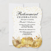 Gold Glitter Flowers Retirement Party Celebration Kaart (Voorkant)