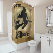 Gold Glitter Flying Witch Bougie Douchegordijn (In situ)