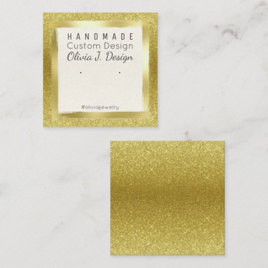 Gold Glitter & Foil Earring Display Packaging Vierkante Visitekaartje (Voorkant / Achterkant)