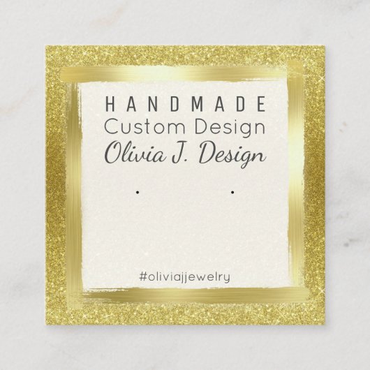 Gold Glitter & Foil Earring Display Packaging Vierkante Visitekaartje (Voorkant)