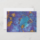 *~* Gold Glitter Folie Blauw Abstract - Huwelijk R RSVP Kaartje (Achterkant)