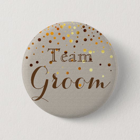 Gold Glitter Folie Confetti Wedding Team Groom Ronde Button 5,7 Cm (Voorkant)