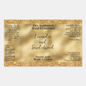Gold Glitter & Folie Cosmetica Flesetiket Rechthoekige Sticker (Voorkant)