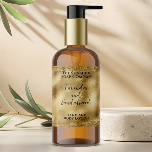 Gold Glitter & Folie Cosmetica Flesetiket Rechthoekige Sticker