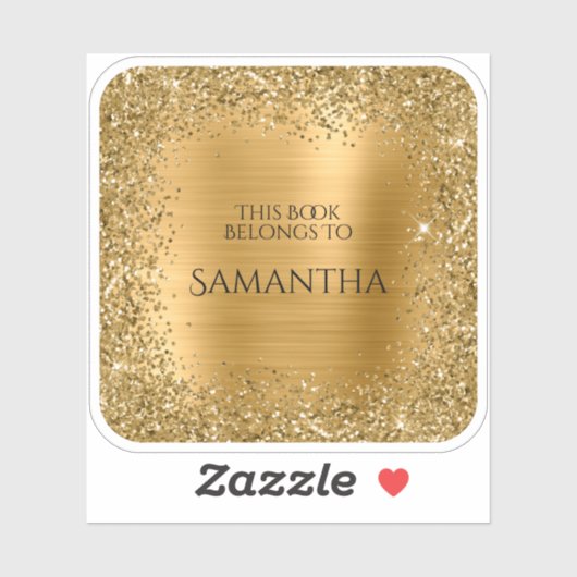 Gold Glitter Folie Dit boek is een vierkant boek Sticker (Vel)
