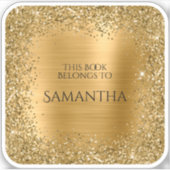 Gold Glitter Folie Dit boek is een vierkant boek Sticker (Voorkant)