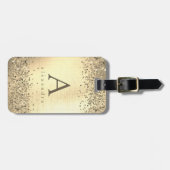 Gold Glitter Folie Monogram Bagagelabel (Voorkant horizontaal)