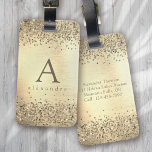 Gold Glitter Folie Monogram Bagagelabel<br><div class="desc">Pas dit gouden glitterontwerp aan met jouw naam en monogram initiaal.</div>