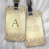 Gold Glitter Folie Monogram Bagagelabel