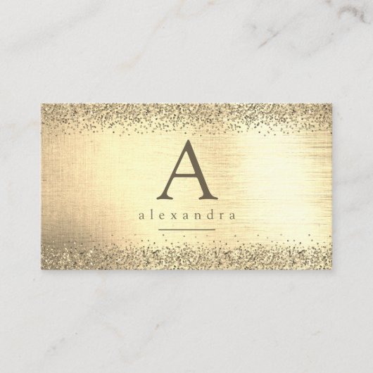 Gold Glitter Folie Monogram Visitekaartje (Voorkant)