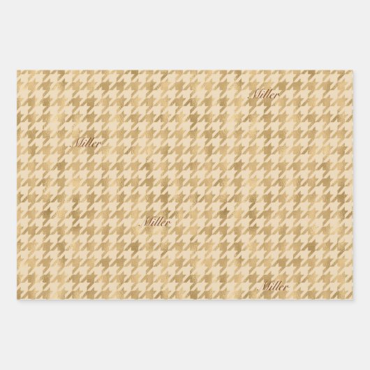 Gold Glitter Folie Pattern Monogramed Kerstmis Inpakpapier Vel (Voorkant 3)