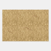 Gold Glitter Folie Pattern Monogramed Kerstmis Inpakpapier Vel (Voorkant 2)