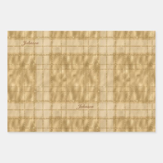 Gold Glitter Folie Pattern Monogramed Kerstmis Inpakpapier Vel (Voorkant)