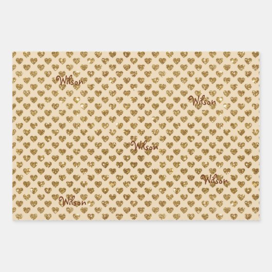 Gold Glitter Folie Pattern Monogramed Kerstmis Inpakpapier Vel (Voorkant 2)