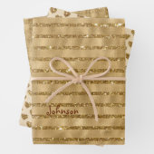 Gold Glitter Folie Pattern Monogramed Kerstmis Inpakpapier Vel (In situ)