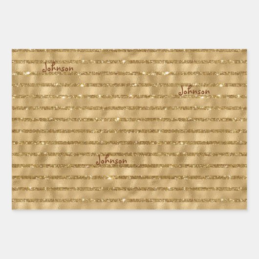 Gold Glitter Folie Pattern Monogramed Kerstmis Inpakpapier Vel (Voorkant)