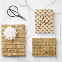 Gold Glitter Folie Pattern Monogramed Kerstmis