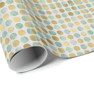 Gold Glitter Folie Polka Dots Modern Holiday White Cadeaupapier