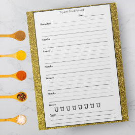 Gold Glitter Food Journal - Trendy Chic Meal Diary Notitieblok