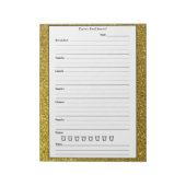 Gold Glitter Food Journal - Trendy Chic Meal Diary Notitieblok (Linkerzijde)