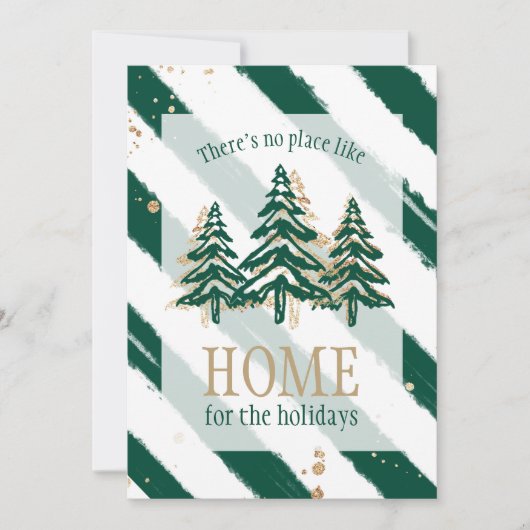 Gold Glitter & Forest Green Pine Tree-kerstmis Feestdagenkaart (Voorkant)