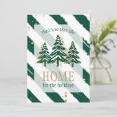 Gold Glitter & Forest Green Pine Tree-kerstmis Feestdagenkaart (Staand voorkant)