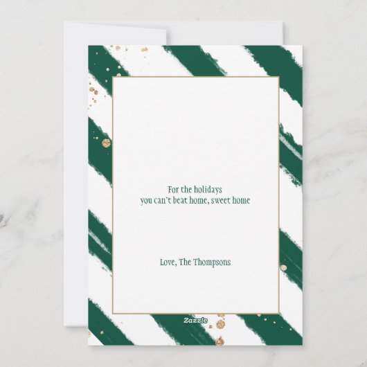 Gold Glitter & Forest Green Pine Tree-kerstmis Feestdagenkaart (Achterkant)